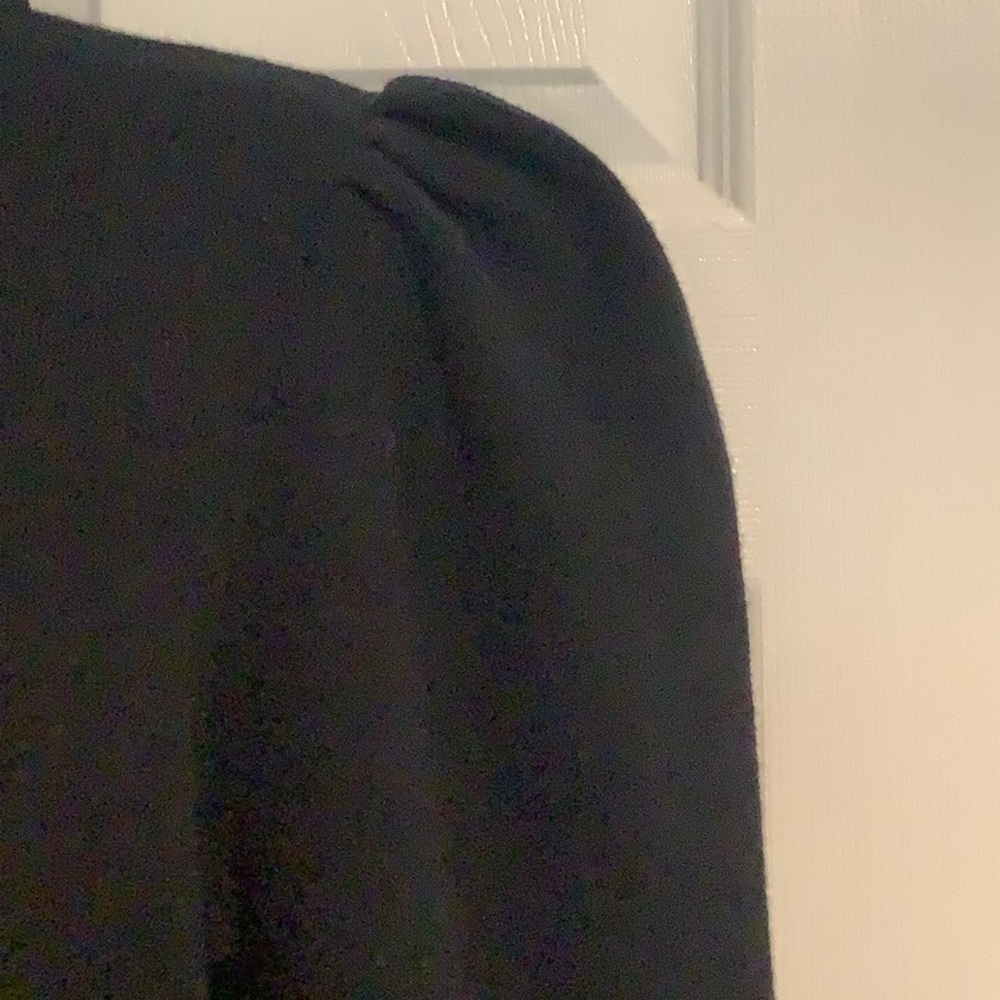 WHO WHAT WEAR Black Turtle Neck Puffy Sleeved Long Sweater Dress - Picture 3 of 7